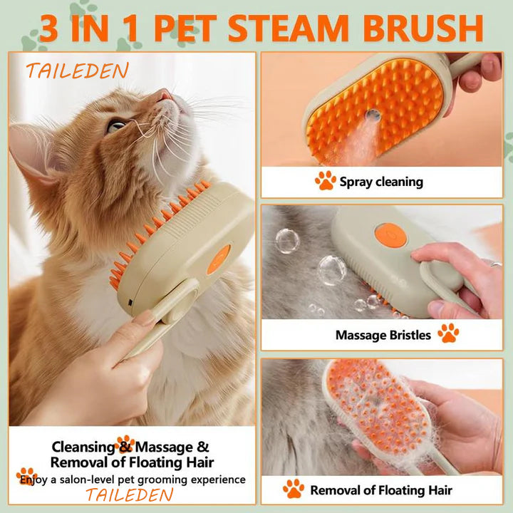TAILEDEN 3 in 1 Steam Brush, Comb and Pet Hair Remover