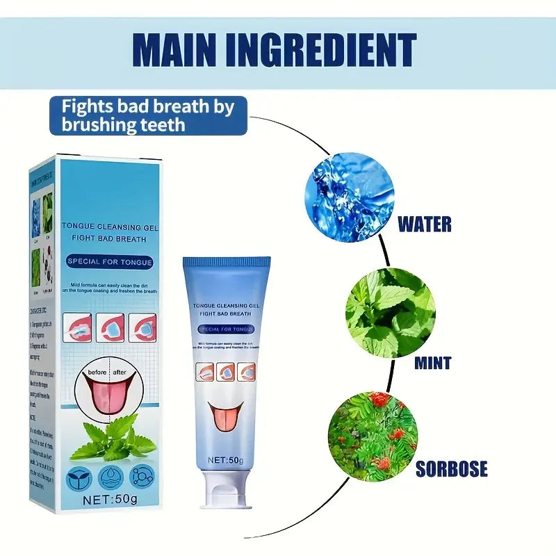 Tongue cleaning gel with brush🔥Discounts you won't believe🔥