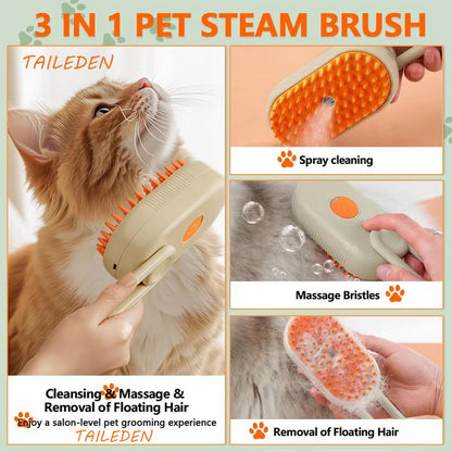 TAILEDEN 3 in 1 Steam Brush, Comb and Pet Hair Remover